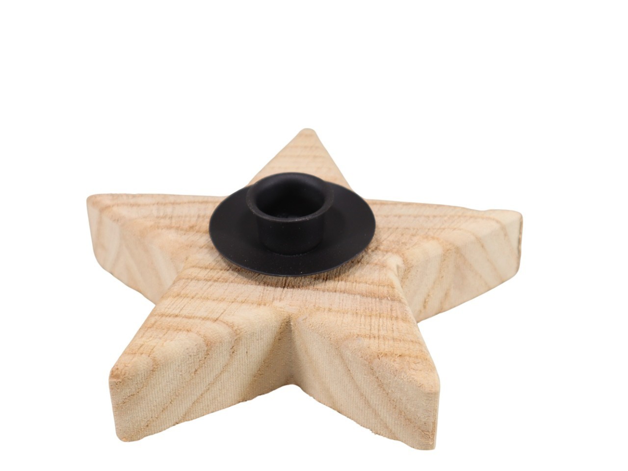 Stabkerzenhalter Metall auf Holzstern natur D16cm