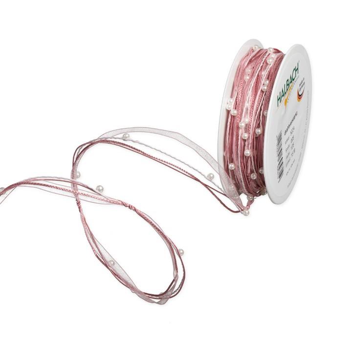 Organza Perlen Kordel 5 mm 15 Meter rosa 125