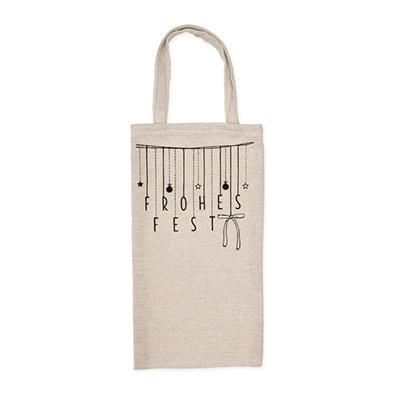 Flaschentasche Frohes Fest 28 cm natural/black