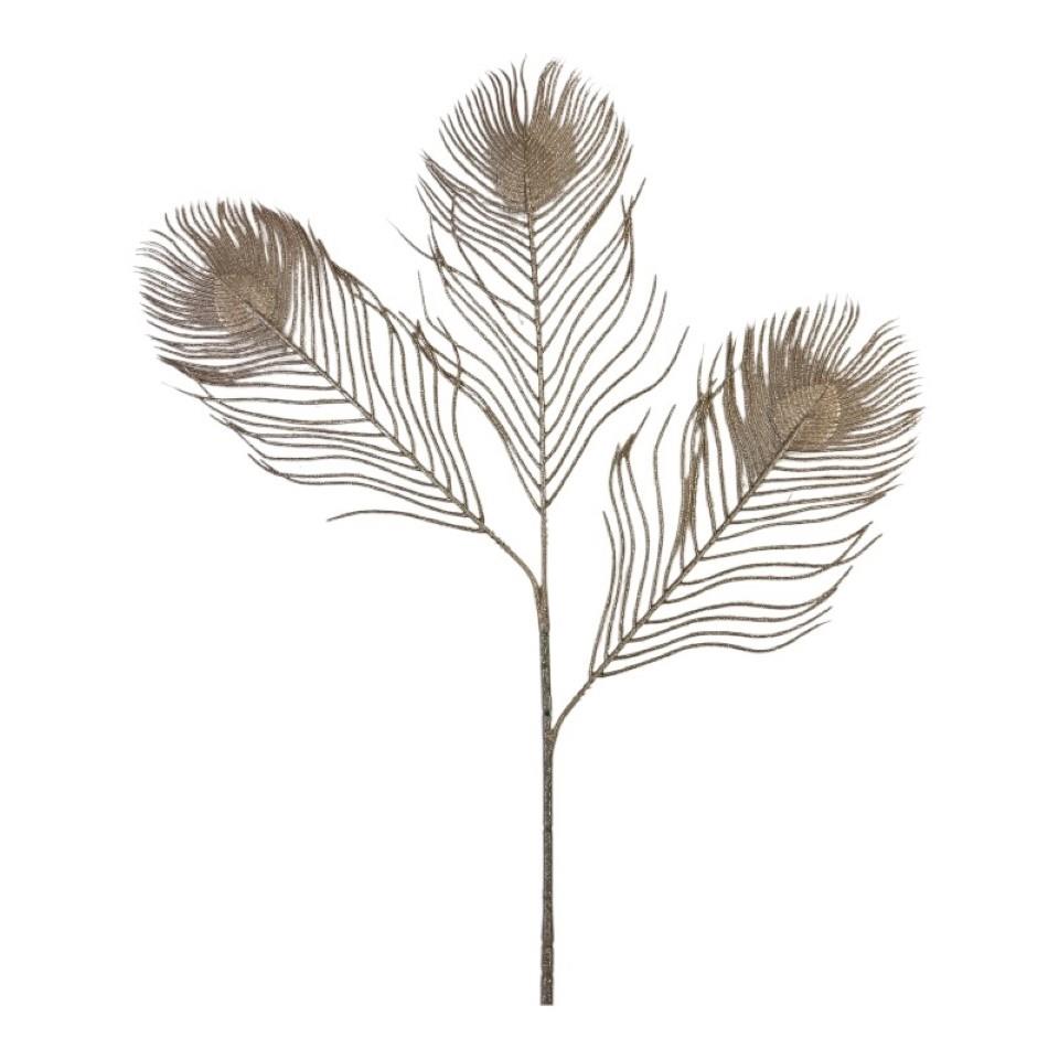 Pfauenfeder 3fach, platin H66cm NETTO