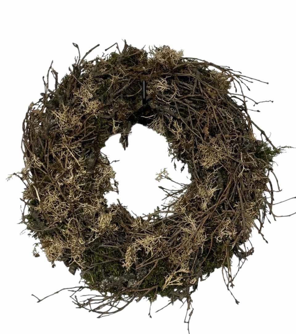 Kranz aus Bonsai mit Igelmoos präpariert natur D35 cm Kranz aus Bonsai mit Igelmoos präpariert natur D35 cm