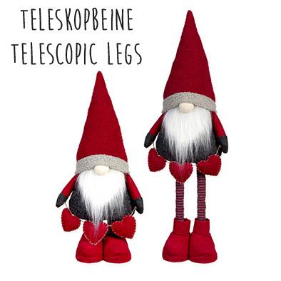 Wichtel stehend mit Teleskopbeinen 70 cm red/grey 77