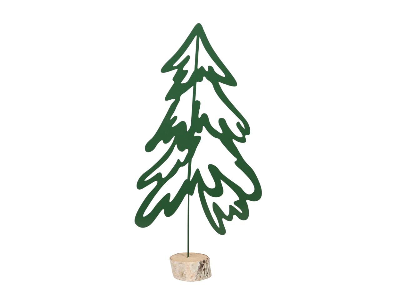 Tannenbaum Metall grün auf Birkenholzscheibe H70cm
