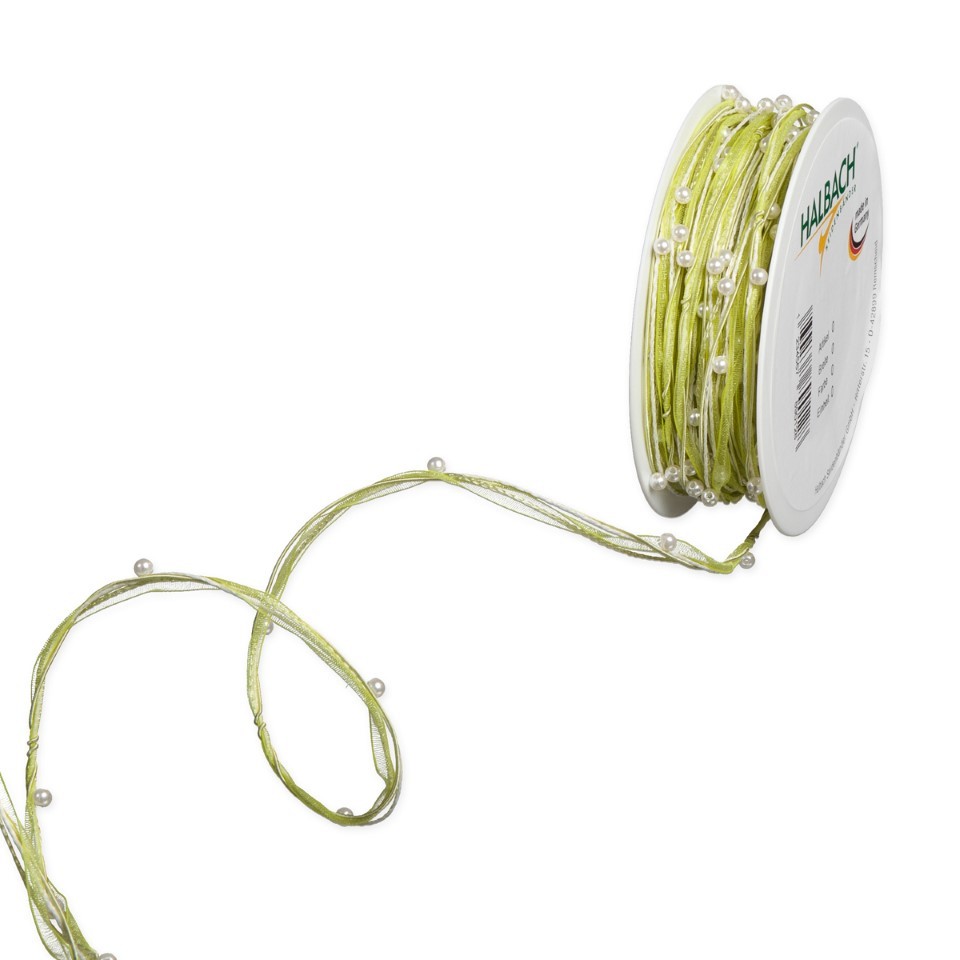 Organza Perlen Kordel 5 mm 15 Meter grün 290