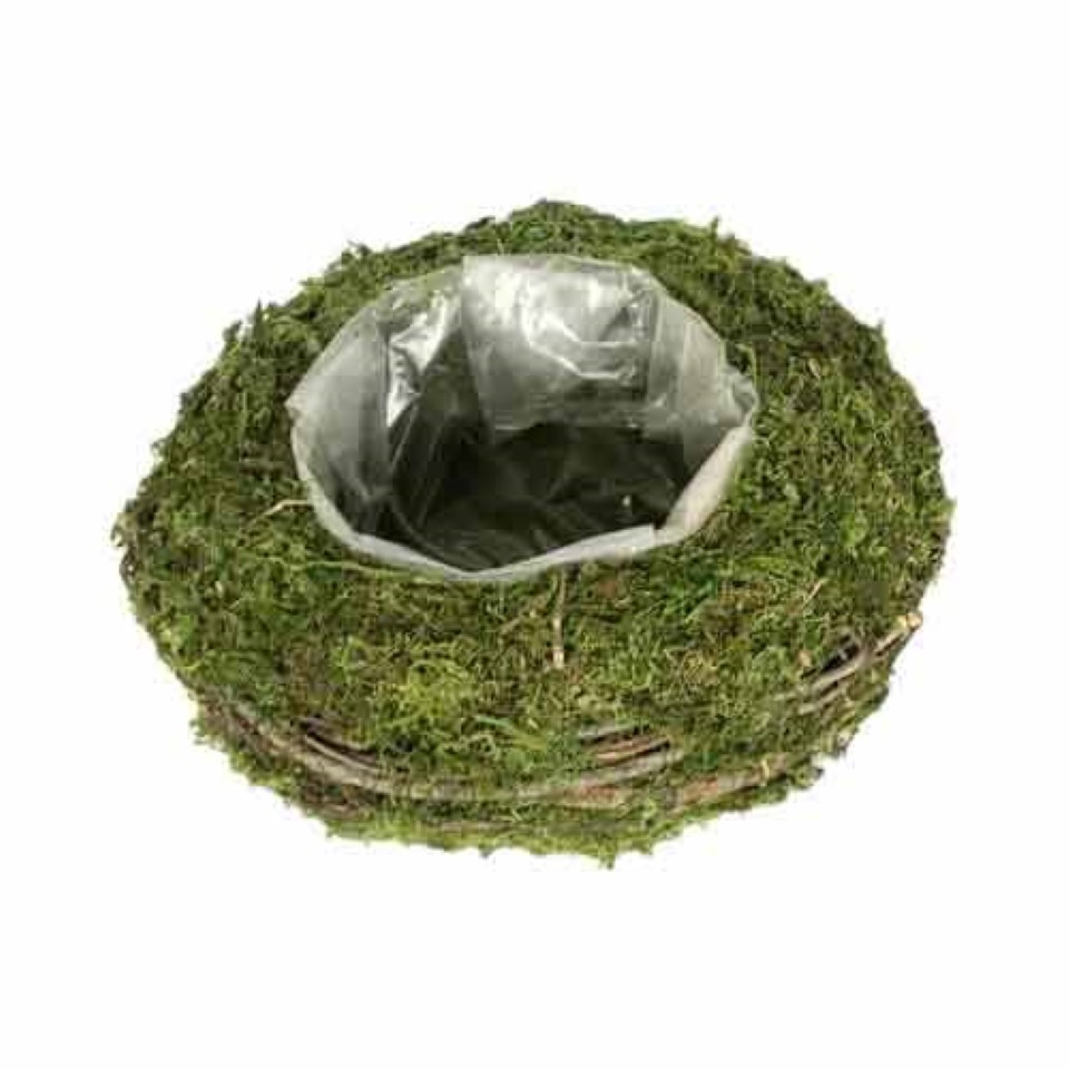 Pflanzkissen rund Moos/Rattan 18cm Höhe 6cm