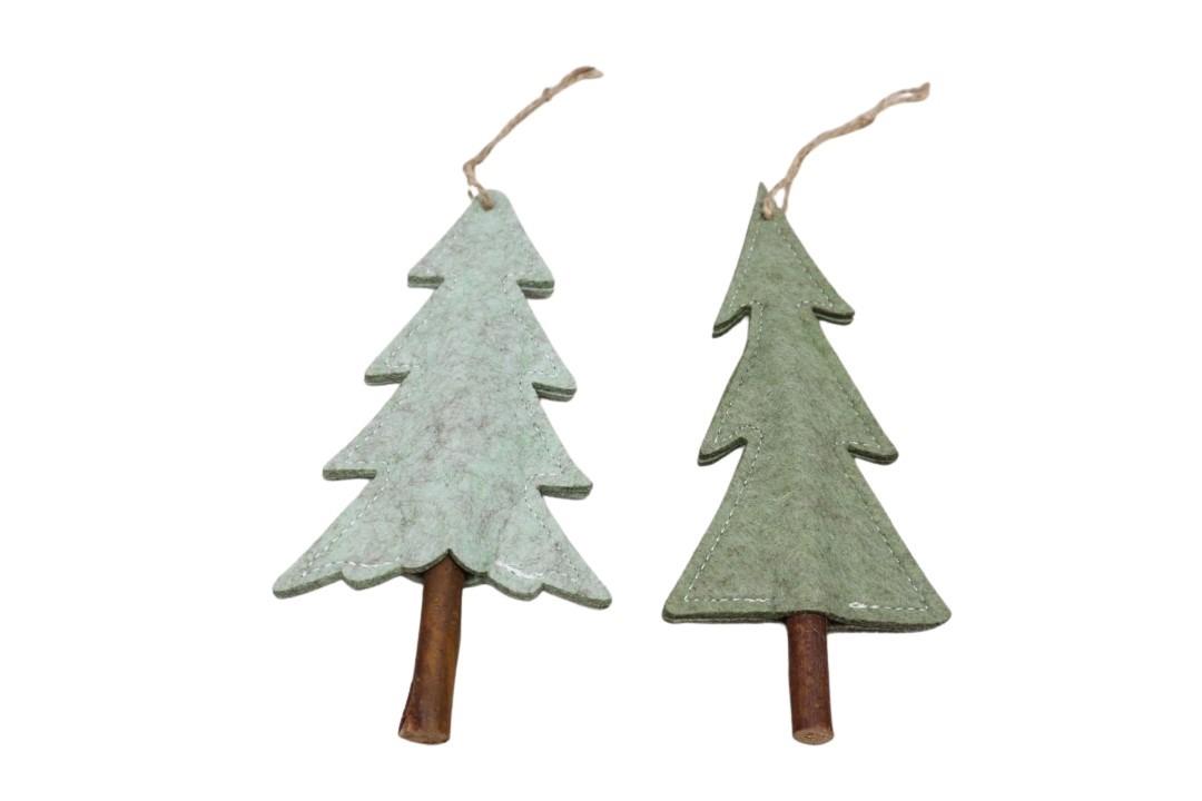Hänger Tannenbaum grünmix Filz/Holz H20cm