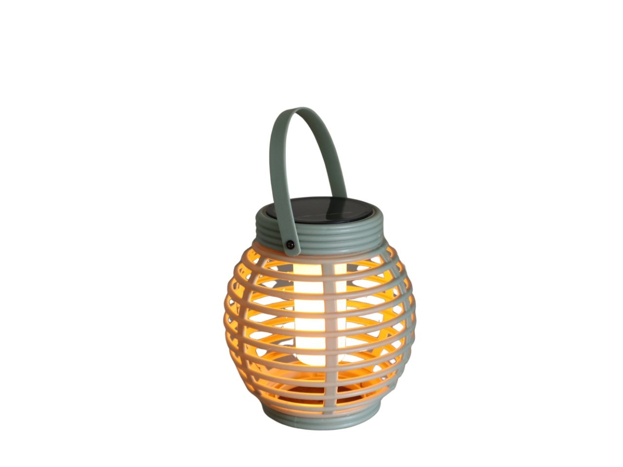 Solarlaterne -Thomas- Flammeneffekt m. 12LED 15x15 cm oliv