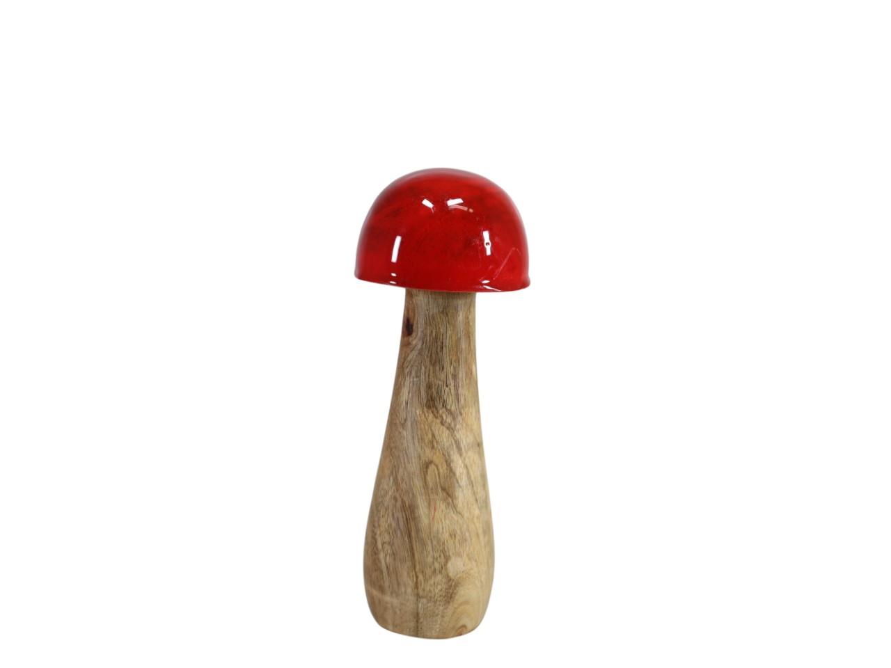 Pilz Mangoholz natur/rot H20cm Pilz Mangoholz natur/rot H20cm