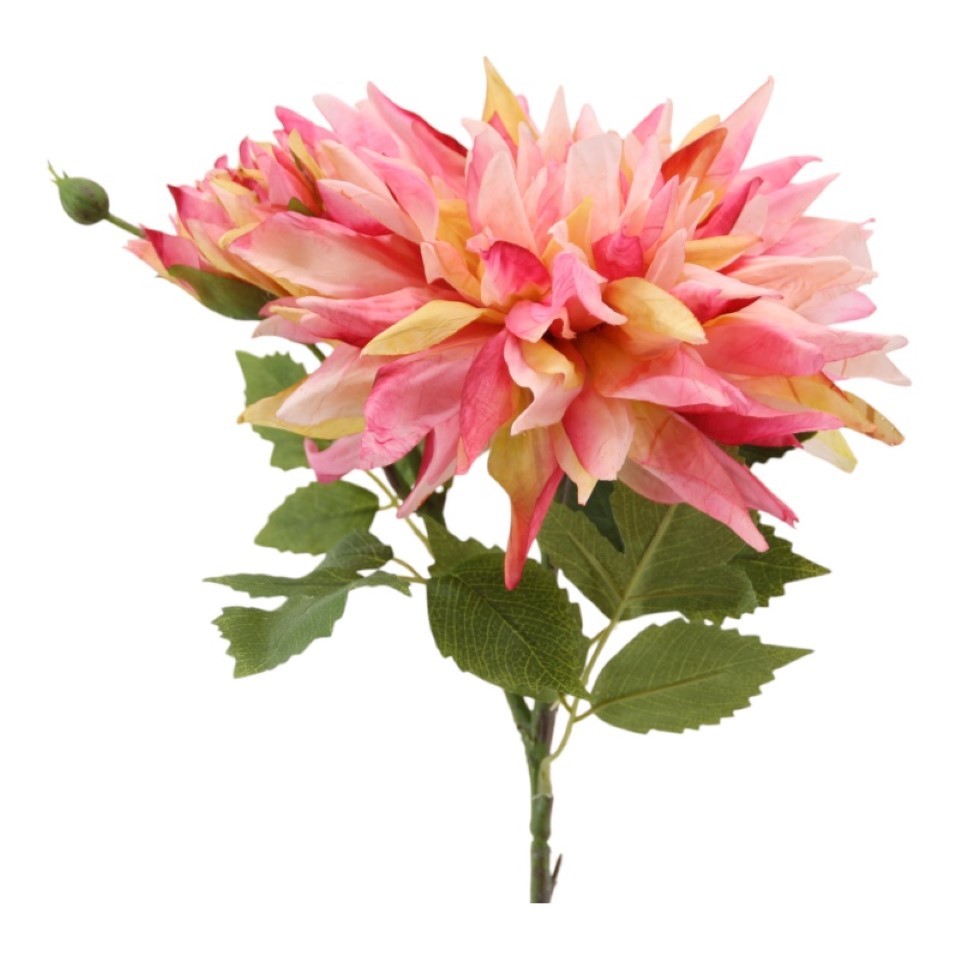Dahlie Blüte am Stiel m. Blätter rosa L66cm