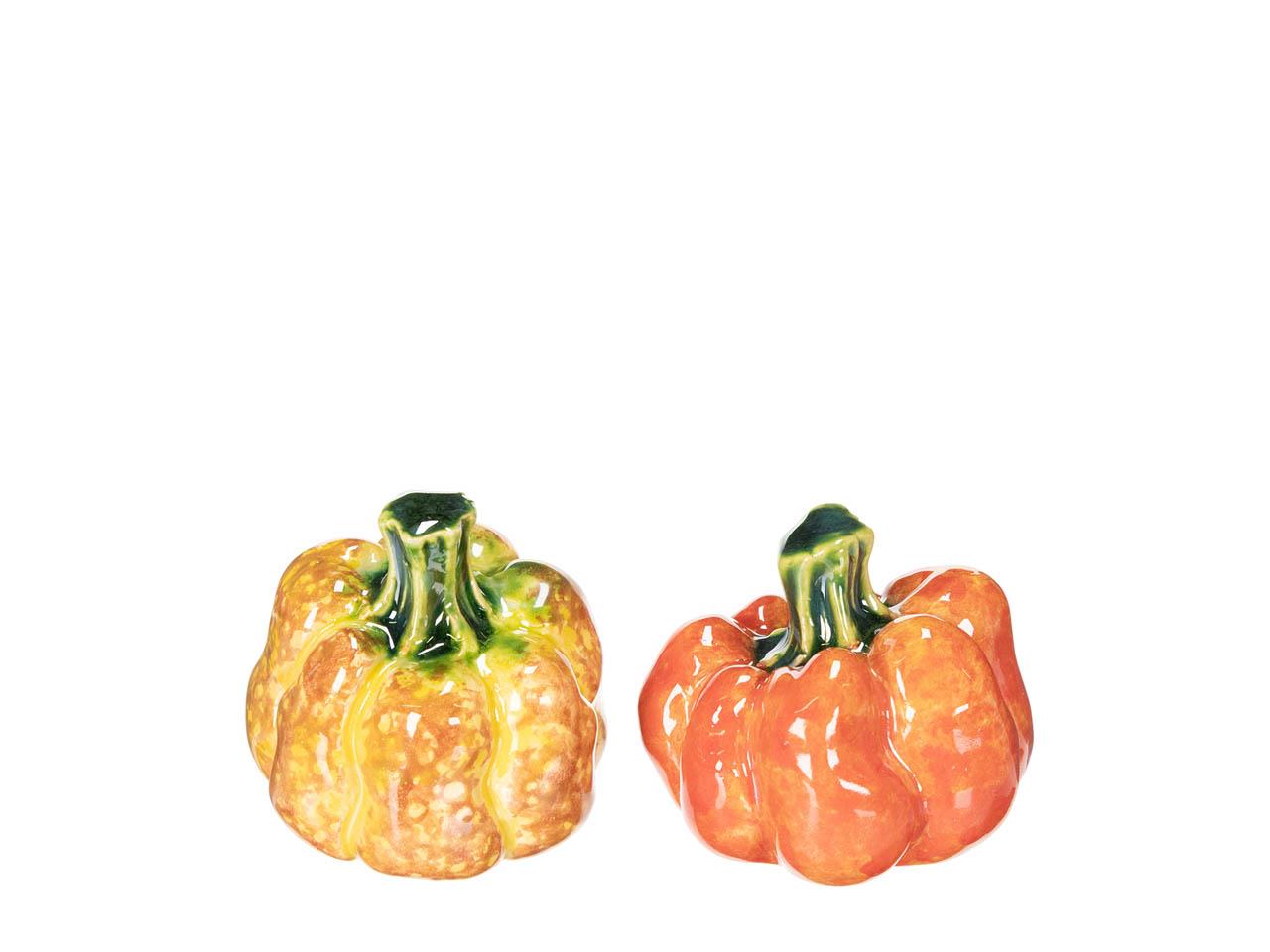 Kürbis stehend Keramik gelb/orange D7,9cm