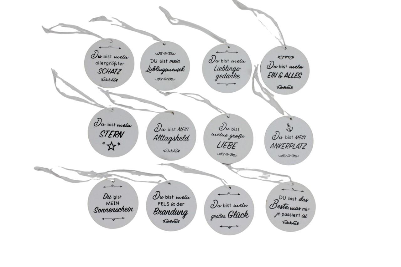 Hänger Rondo Du bist mein...... weiss sortiert Holz D5cm