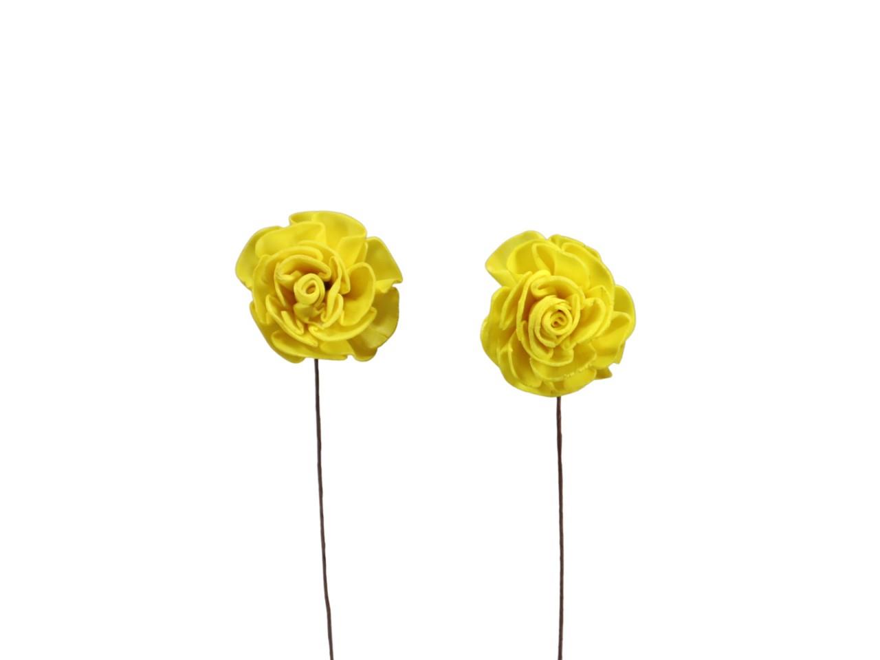 Rose Ming 4cm gelb gestielt am Draht