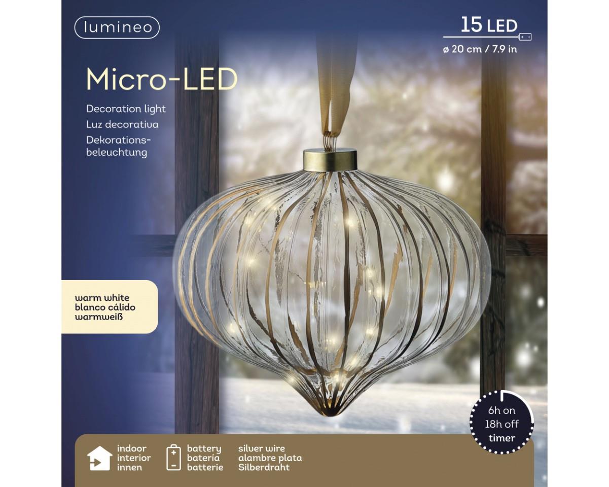 Zwiebel hängend inkl. 15 Micro LED klar/gold D20cm