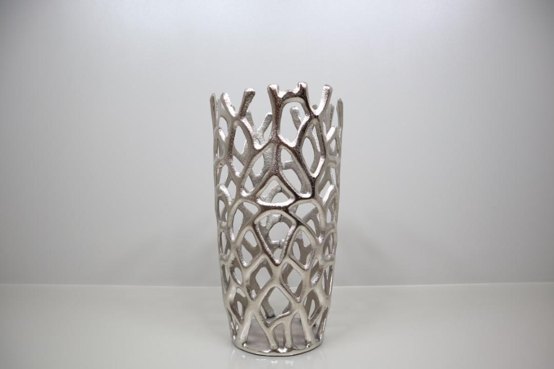 Vase Korallenmuster Aluminium silber D21xH40cm