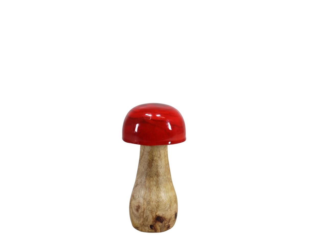 Pilz Mangoholz natur/rot H15cm Pilz Mangoholz natur/rot H15cm