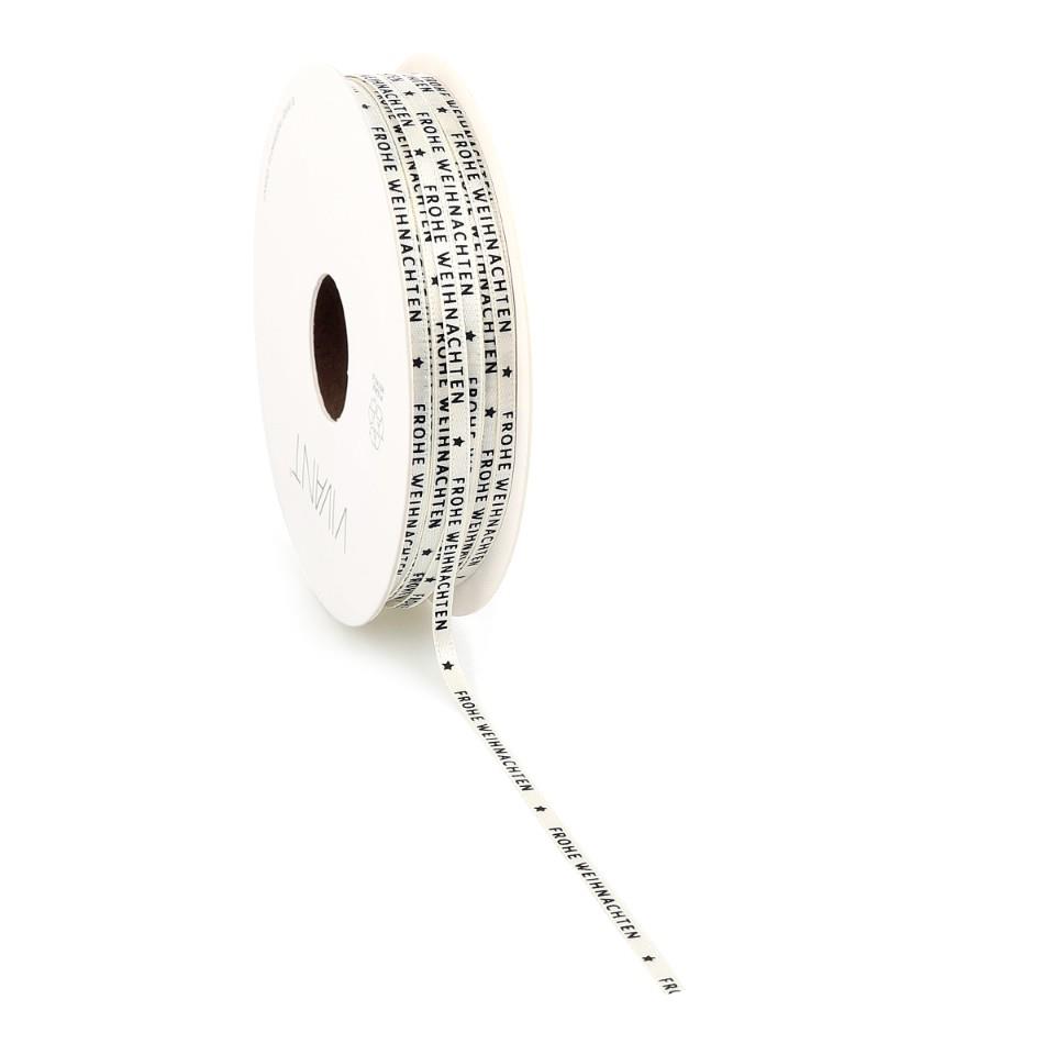 Satinband Frohe Weihnachten 3 mm 50 Meter creme 70