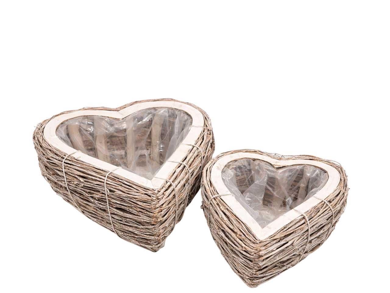 Pflanzherz Set/2 Weide white-washed D25/16cm