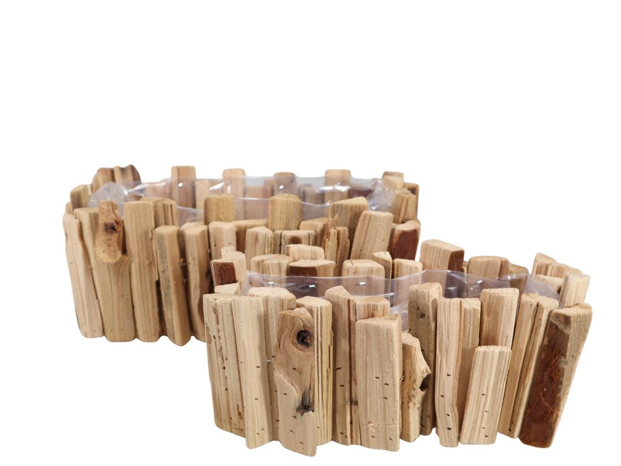 Pflanztopf rechteckig Holz natur Set/2 L36/27cm