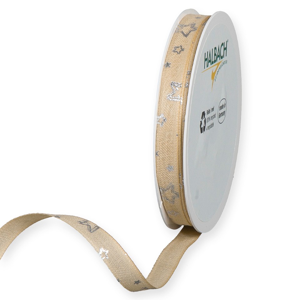Druckband Sternchen 10 mm 20 Meter sand/silber 271