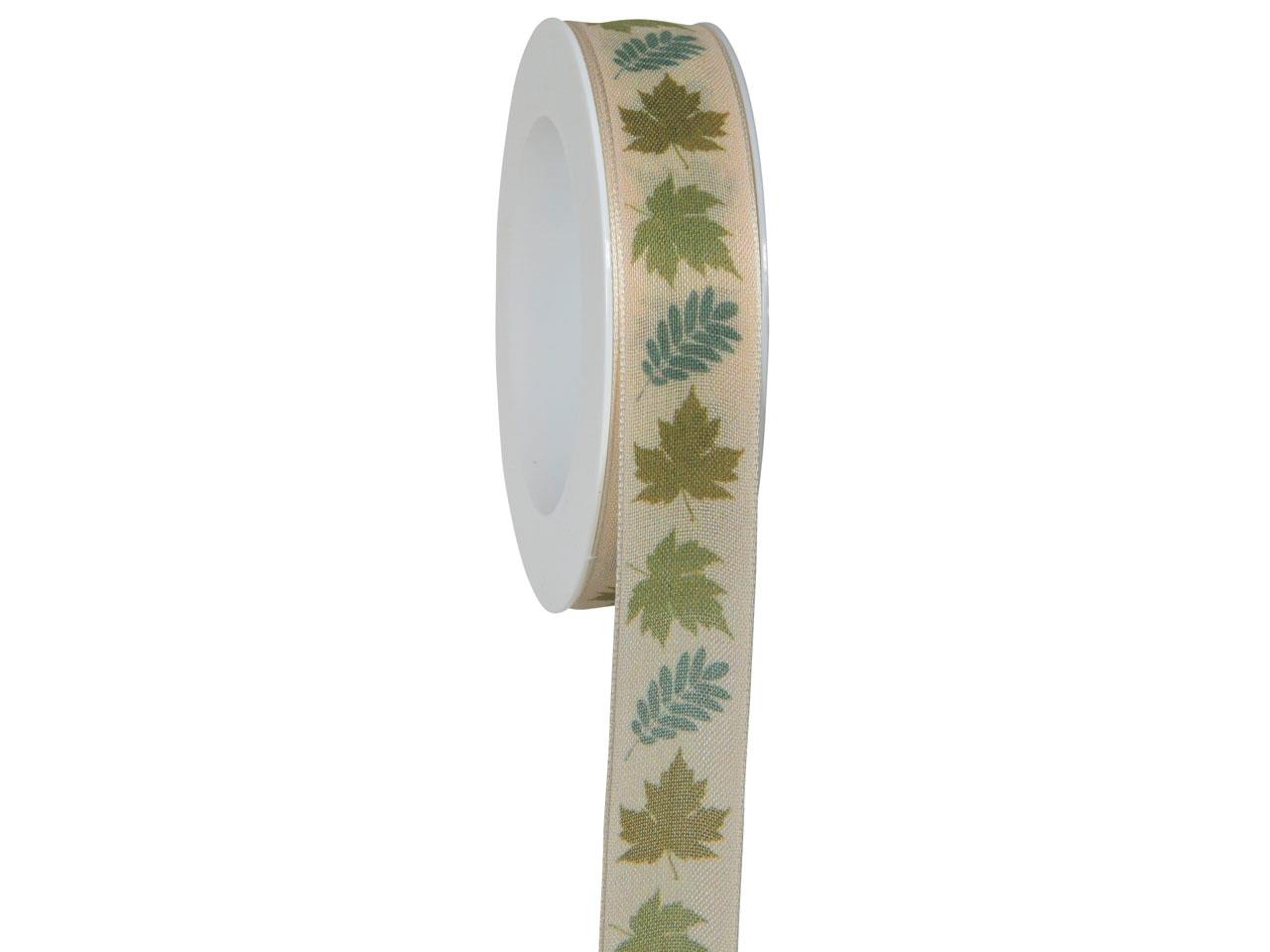 Band Herbstmagie 25 mm 18 Meter natur/oliv 02/54 Band Herbstmagie 25 mm 18 Meter natur/oliv 02/54