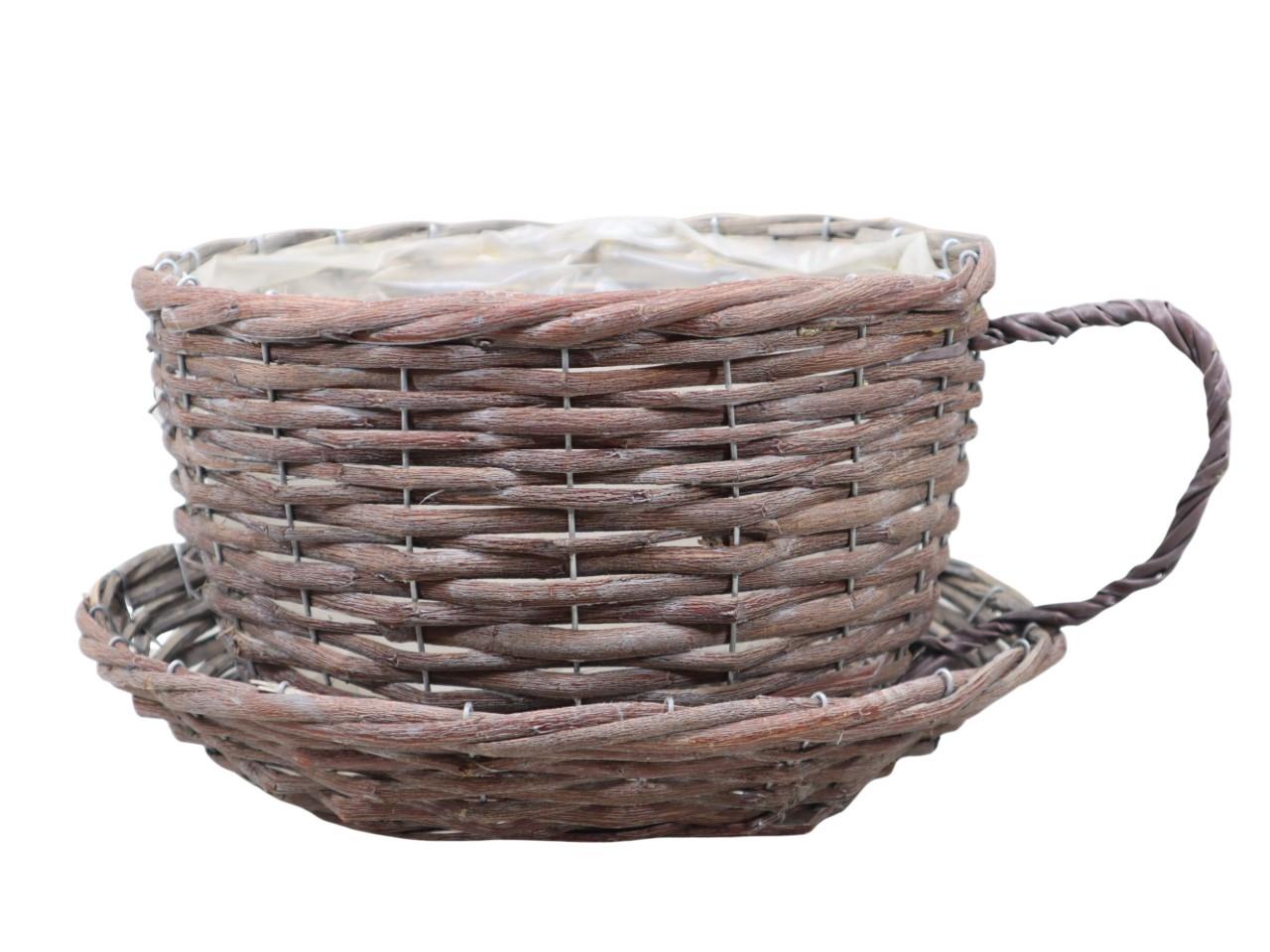 Pflanztasse inkl. Untersetzer natur gekalkt D31cm L41cm Pflanztasse inkl. Untersetzer natur gekalkt D31cm L41cm