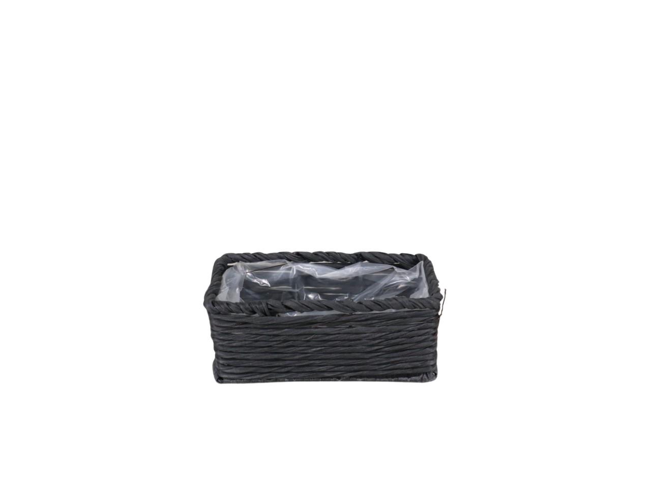 Pflanzkorb rechteckig Polyrattan schwarz L16x8xH7cm