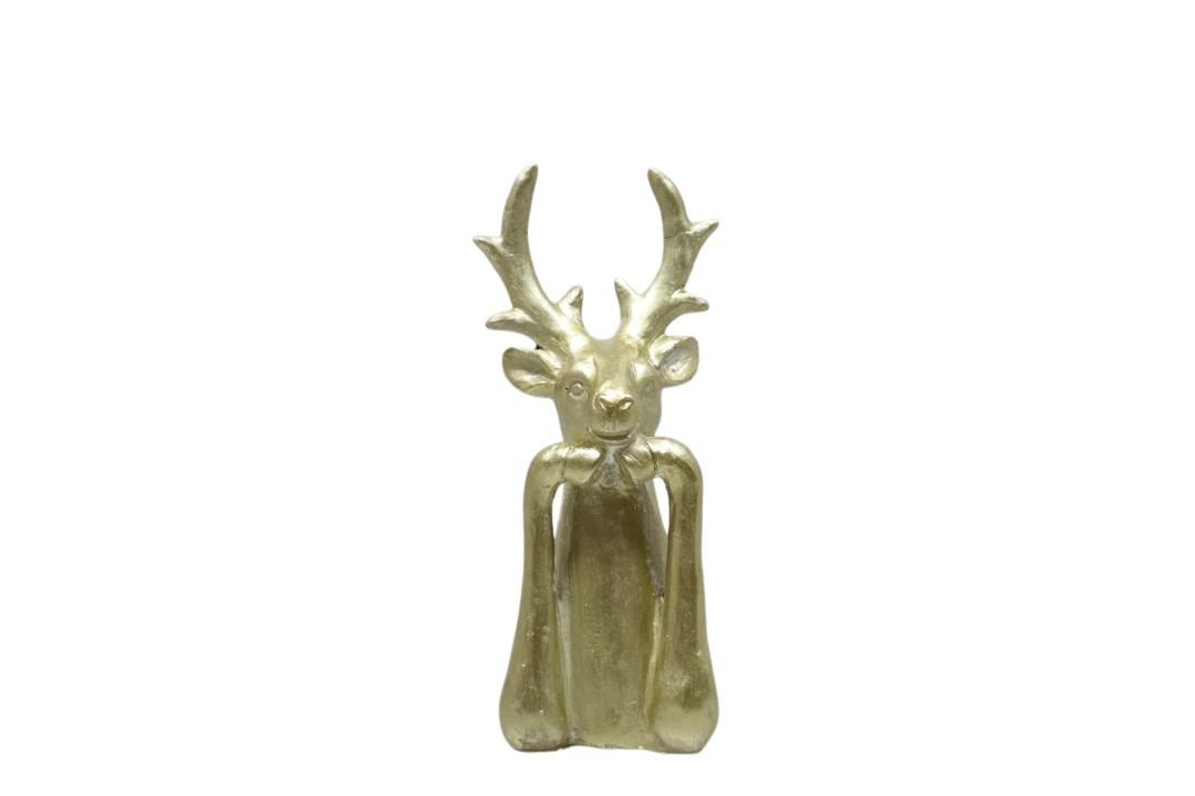 Hirsch Polyresin gold 7,5x5,5xH16,5cm