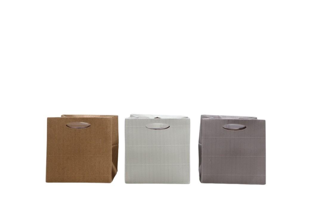 Tasche m. Folie Wellpappe natur-mix 10,5x10,5cm