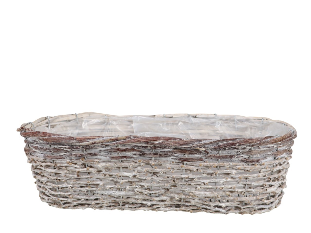 Pflanzkorb oval Weide/Rattan gekalkt L47x20xH13,5cm