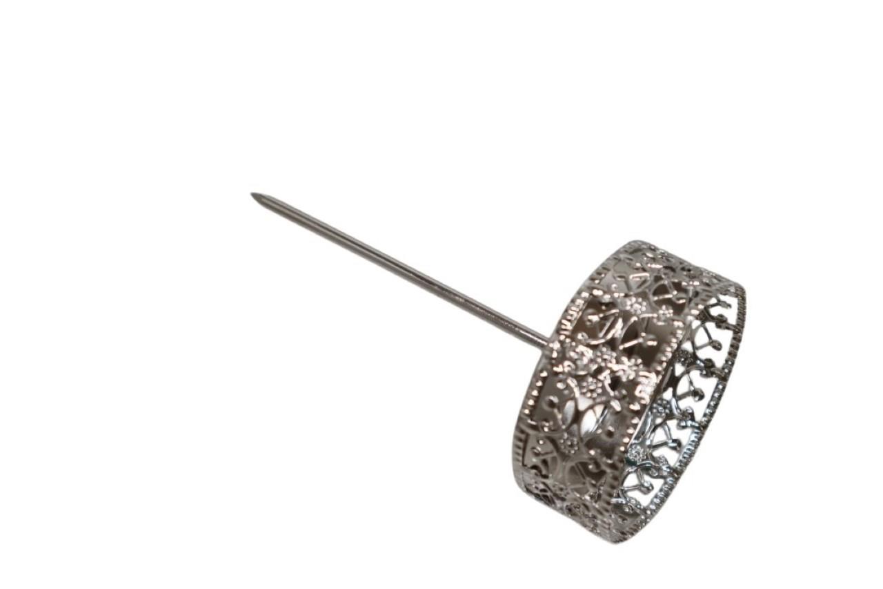 Kerzenhalter Filigran Metall silber D61mm Pin 10cm