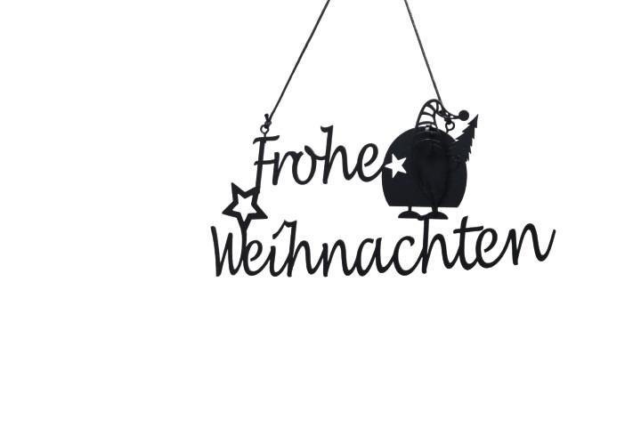 Hänger Frohe Weihnachtenm. Nikolaus Metall schwarz L25 cm Hänger Frohe Weihnachtenm. Nikolaus Metall schwarz L25 cm