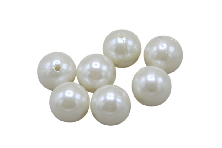 Perlen Kunststoff creme 20mm 300 Gramm