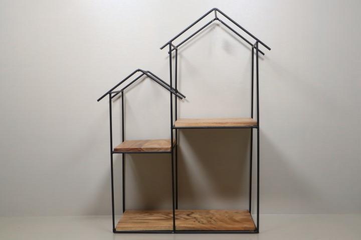 Regal Haus Metall schwarz/Holz H68xB45cm