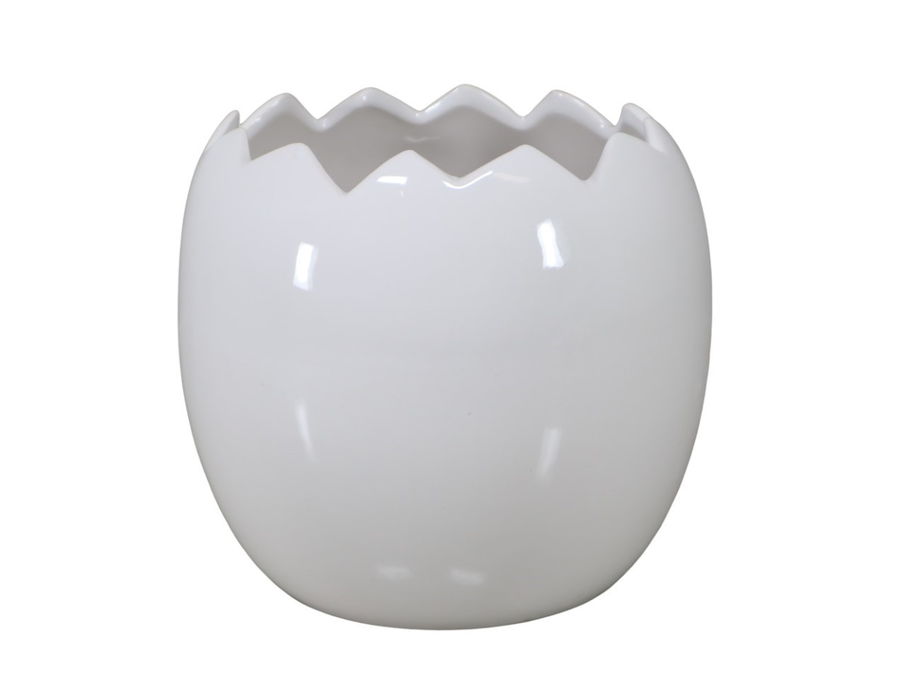 Pflanztopf Ei Keramik weiß glänzend 20x18cm