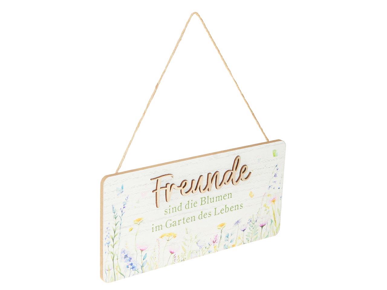 Schild Freunde sind die Blumen... Holz weiss/natur 25x12cm