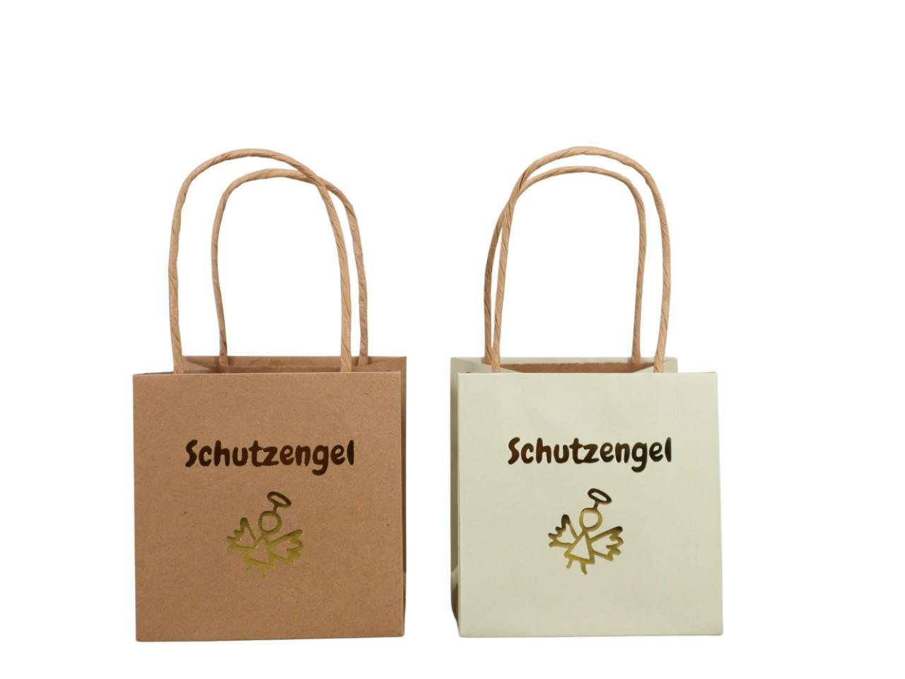 Pflanztasche Schutzengel Papier creme/natur-gold D12cm