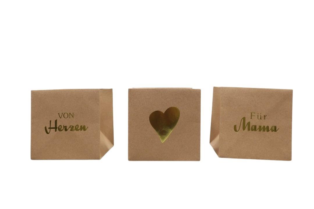 Tasche Mama sort. Papier wasserabweisend natur D12x12cm