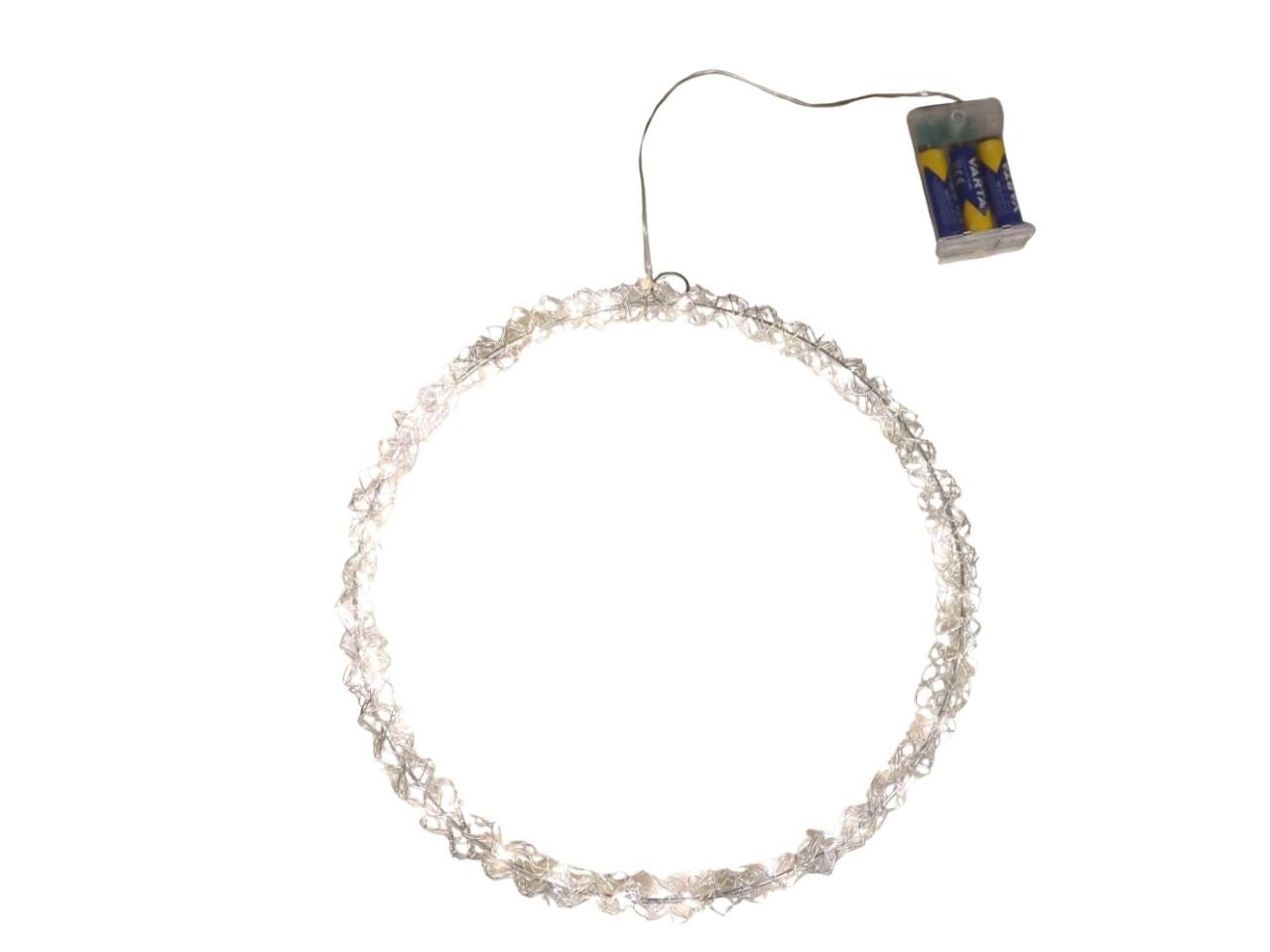Ring hängend Silberdraht inkl. LED Beleuchtung D30cm Ring hängend Silberdraht inkl. LED Beleuchtung D30cm