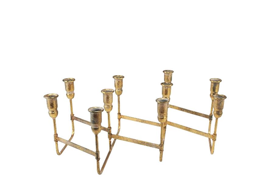 Stabkerzenhalter 10fach Metall antikgold L63x26x16,5cm Stabkerzenhalter 10fach Metall antikgold L63x26x16,5cm