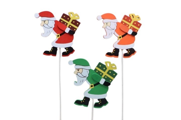 Stecker Nikolaus Holz rot, orange, grün 7,5cm