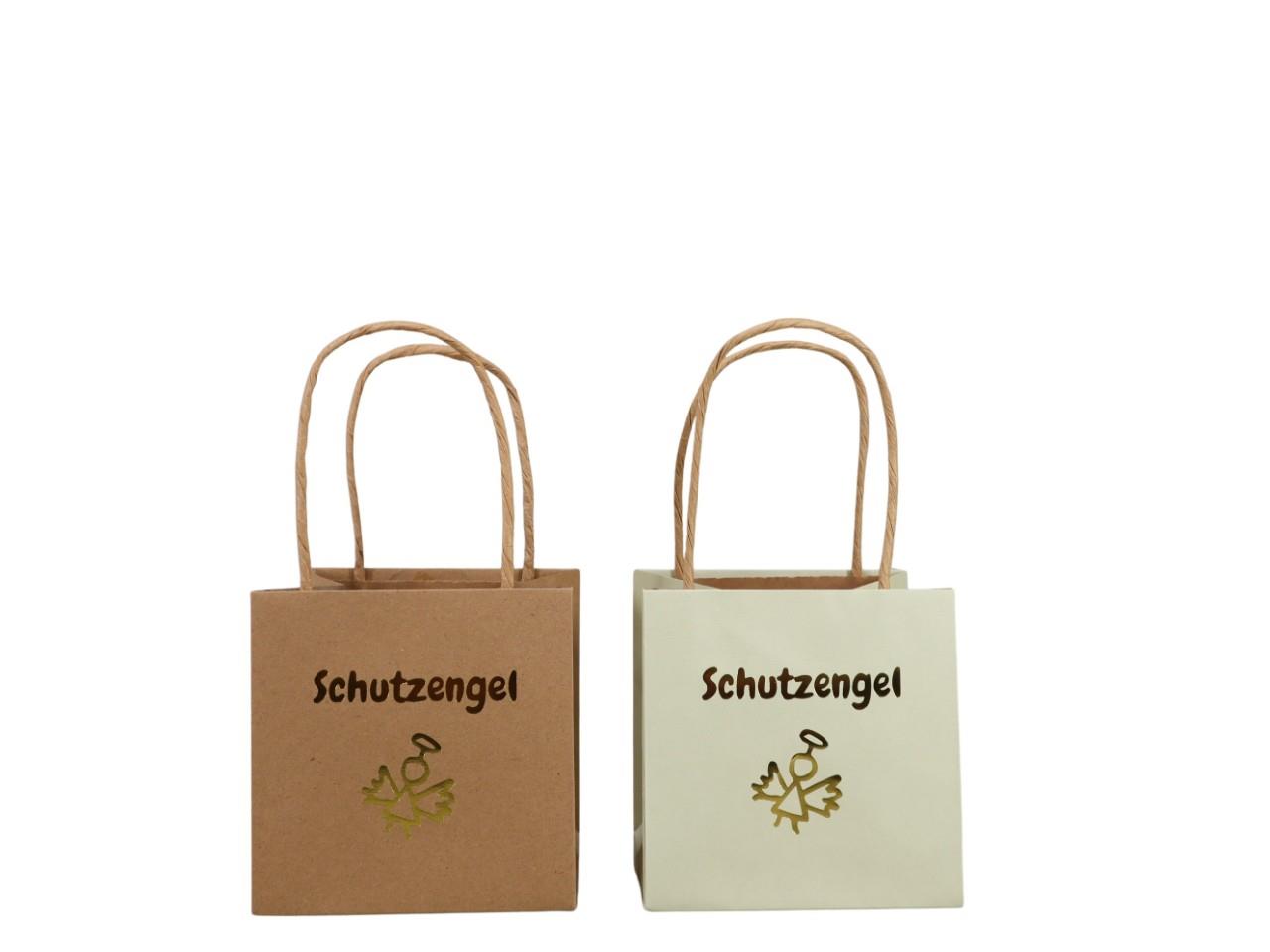 Pflanztasche Schutzengel Papier creme/natur-gold D10,5cm