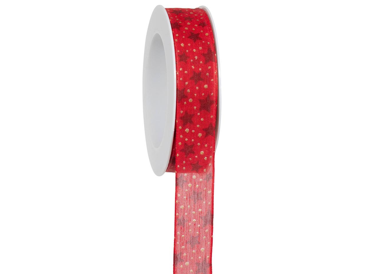 Band Sternenlicht m. Draht 25 mm 18 Meter rot 20