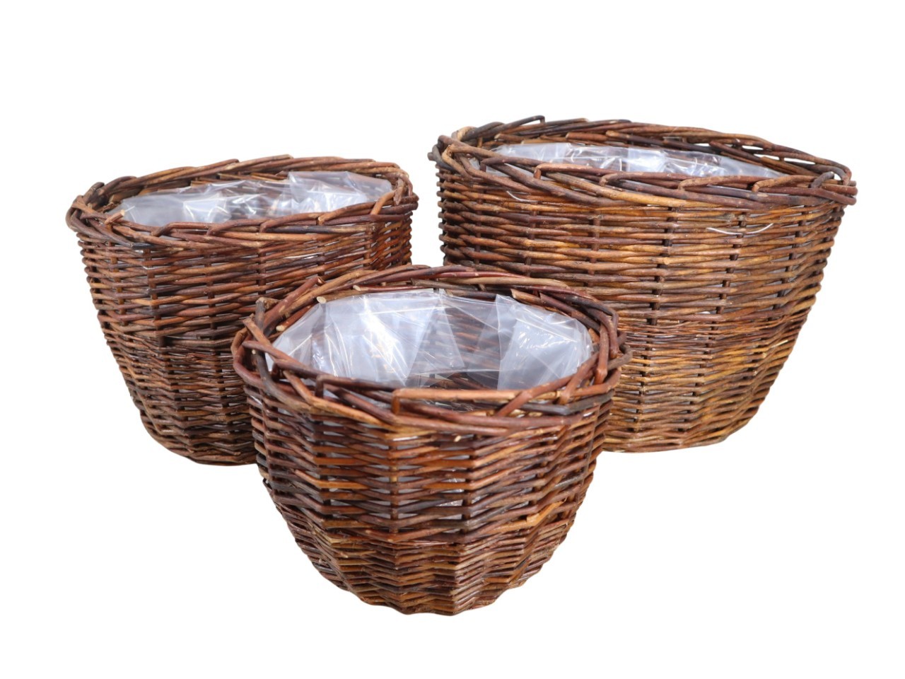 Korbübertopf  Set/3 Weide ungeschält natur D40/35/28cm