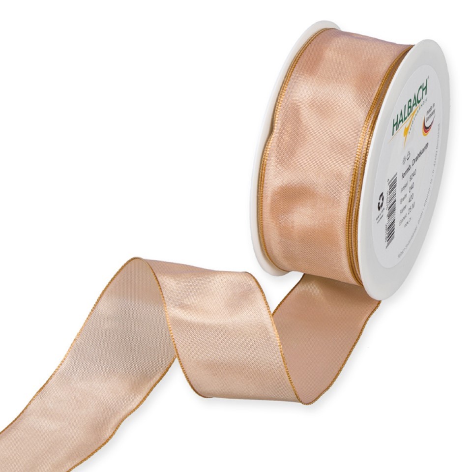 Drahtkantenband 40mm hellapricot 420