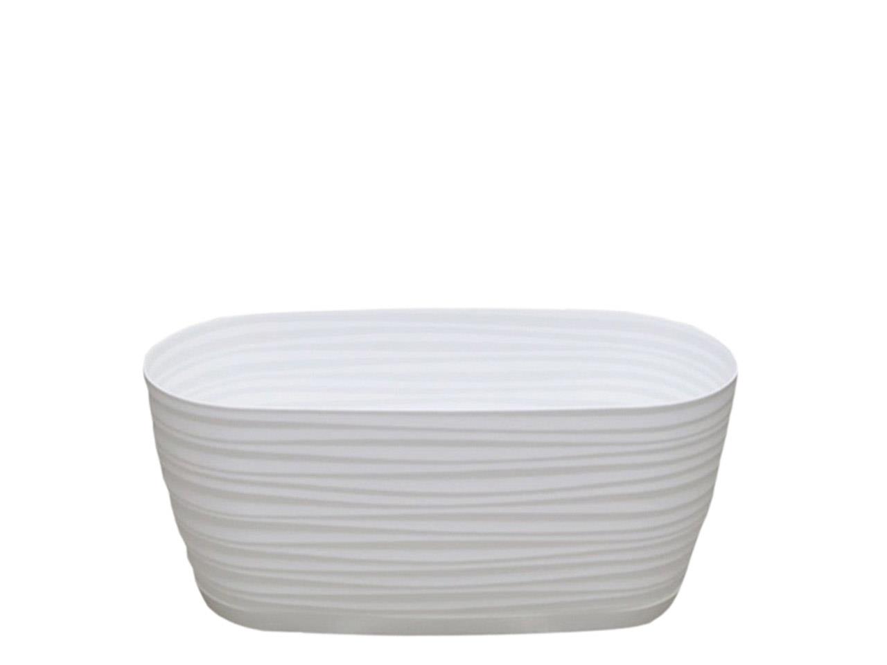 Pflanzschale Sahara m. Wasserspeicher oval weiß L27cm Pflanzschale Sahara m. Wasserspeicher oval weiß L27cm