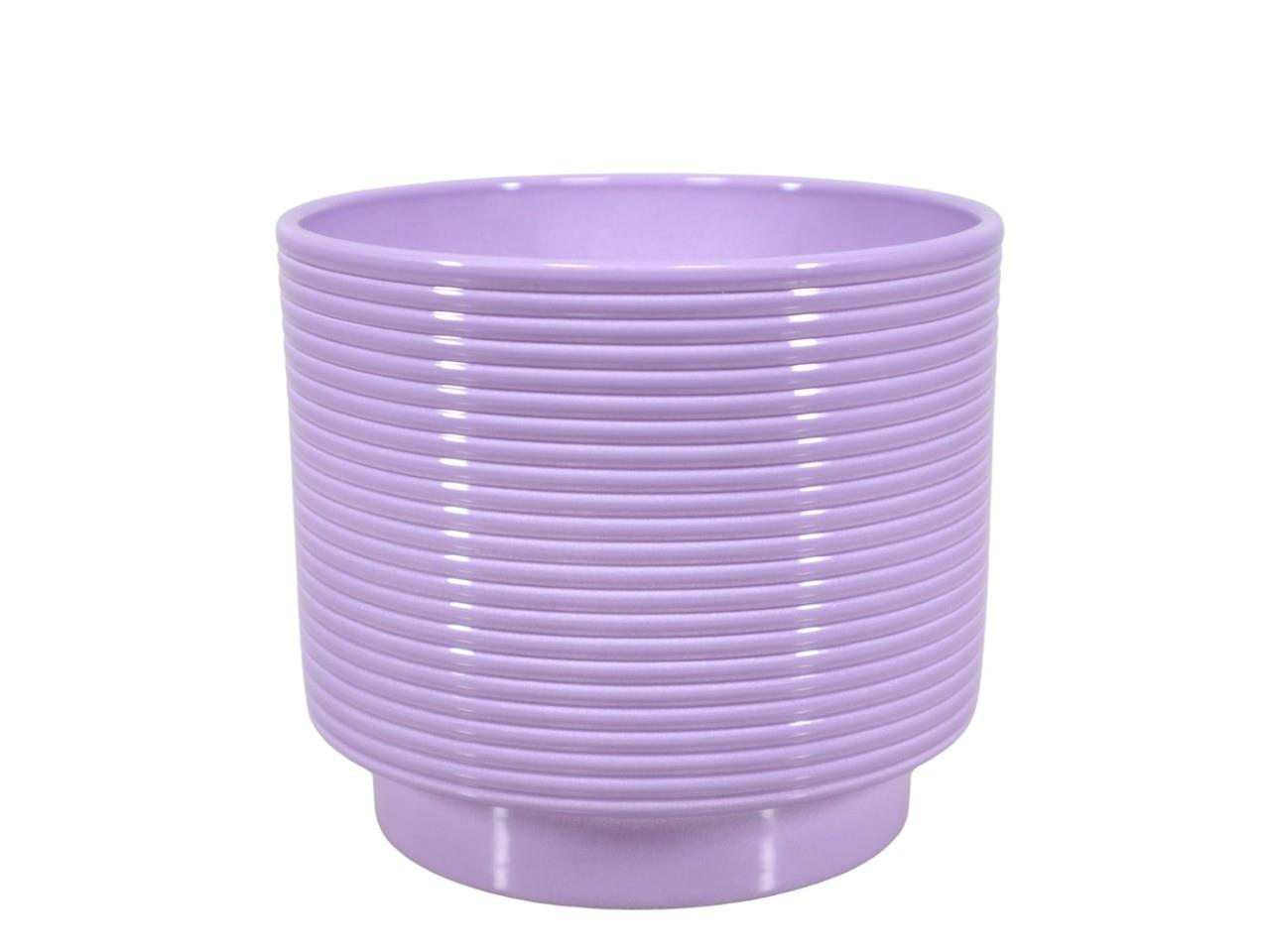 Cylindroübertopf m. Fuß Rings Keramik lavendel-lasur 16,5cm