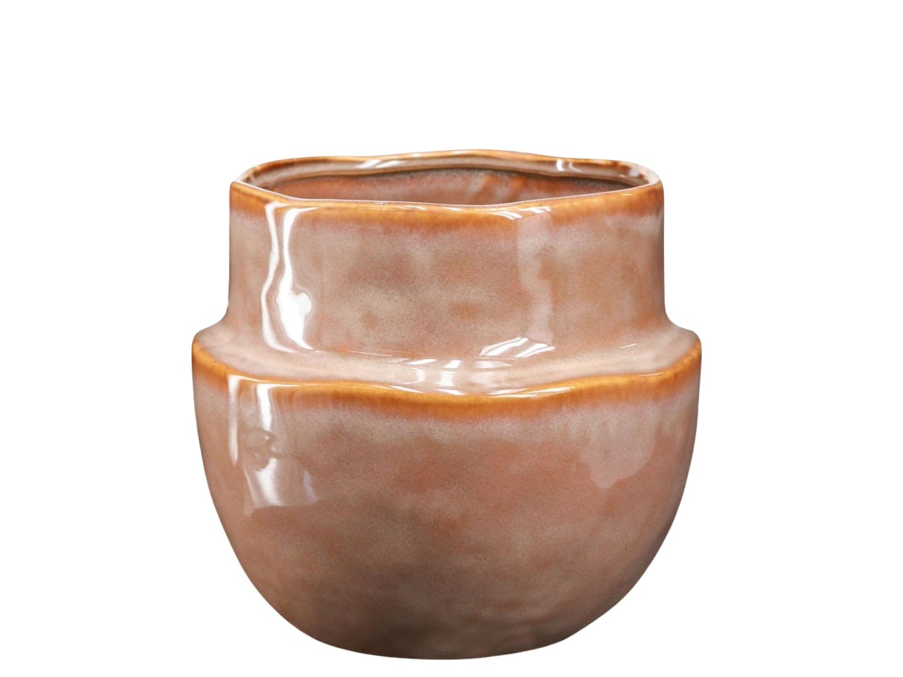 Übertopf Keramik orangebraun D 19 cm