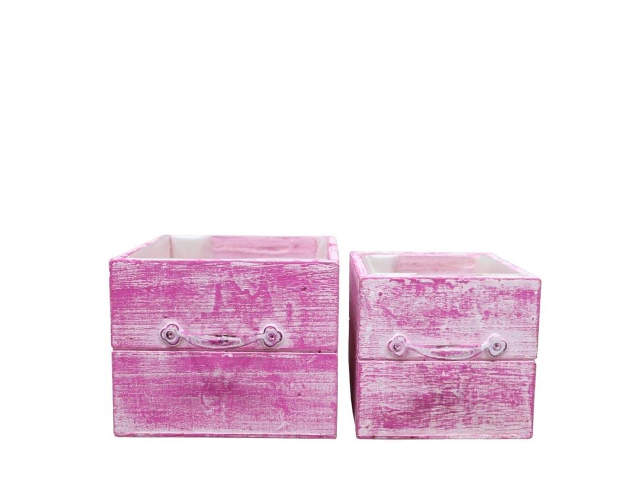 Schubladen Inga Holz pink/white-washed Set/2 D15+12cm Schubladen Inga Holz pink/white-washed Set/2 D15+12cm