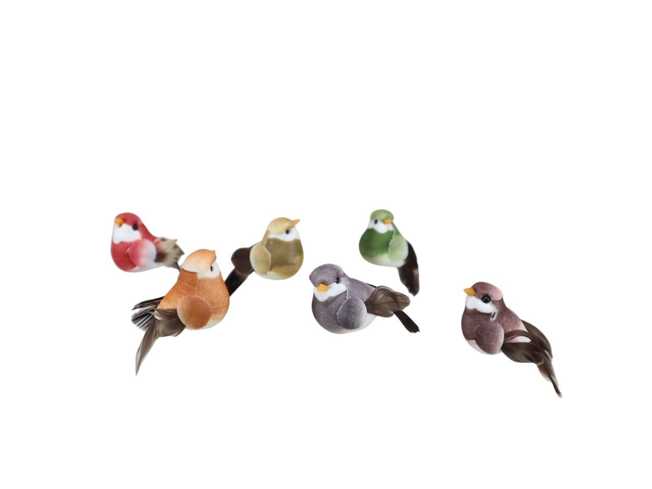 Stecker Vögel Federn farbmix 5cm + Drahtpin