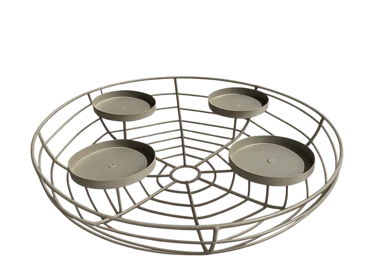 Schale m. Kerzenhalter D8,5cm Metall creme D35cm